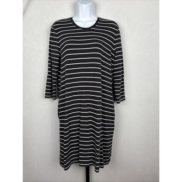 Marine Layer Mackenzie Striped Dress Women's Medium Black White Casual Pockets - Picture 1 of 10